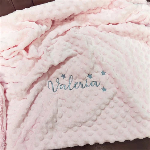 Personalized Baby Blanket with Name for Newborn Boys and Girls Custom Minky Fleece Toddler Crib Stroller Blanket Birthday Gift