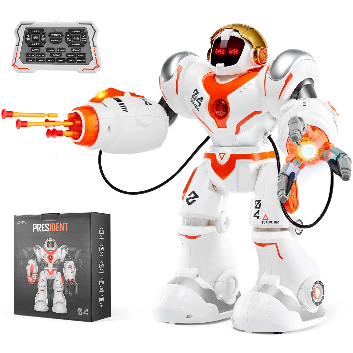 SucceBuy RC Robot Toys for Kids Battle Mode Programmable Remote Control Smart Robot with Bullets Interactive Dancing Robot