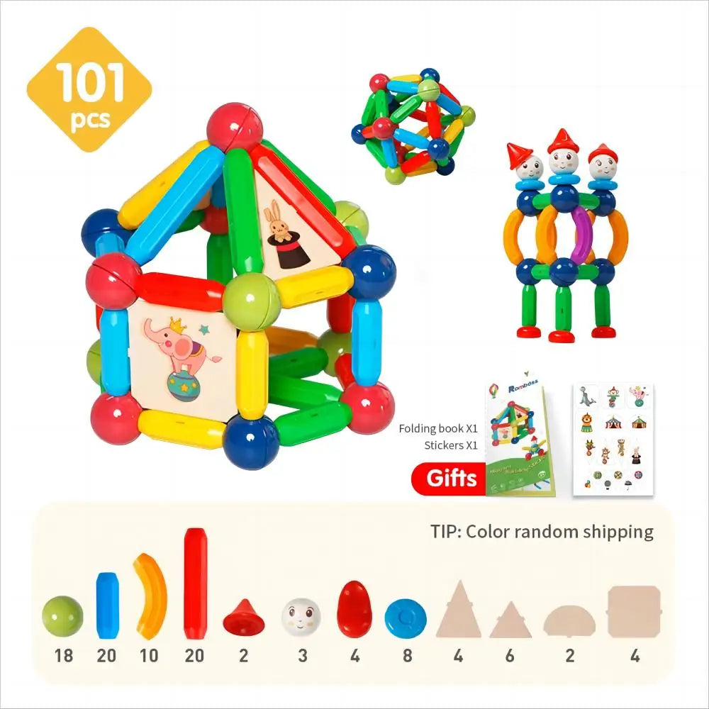 Romboss 10/26/48/78/101/136pcs Magnetic Constructor Building Blocks Toys Children Magic Magnet Stick Rod Montessori Toy Gifts