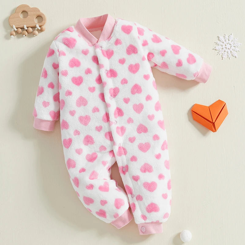 Cute Animal Print Hooded Jumpsuit Cozy Winter Romper with Zipper Closure for Infant Boys and Girls