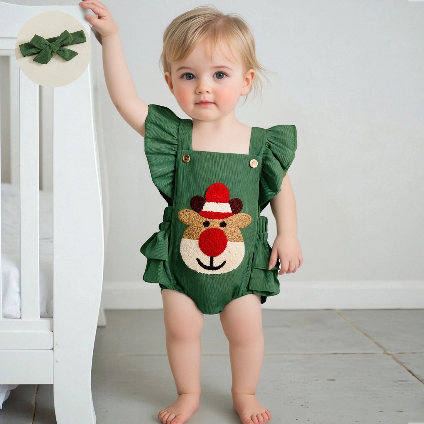 Toddler Christmas Dress Long Sleeve Santa Claus Print Tutu Skirt with Headband for Holiday Party and Photoshoot