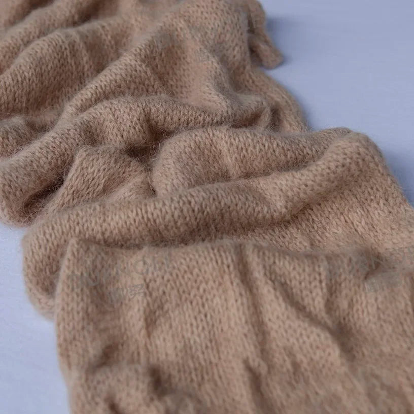 Baby Swaddling  Blanket Newborn Photography Receiving Stretchable Wool Wrap Handmade Hat Photo Shooting Accessories