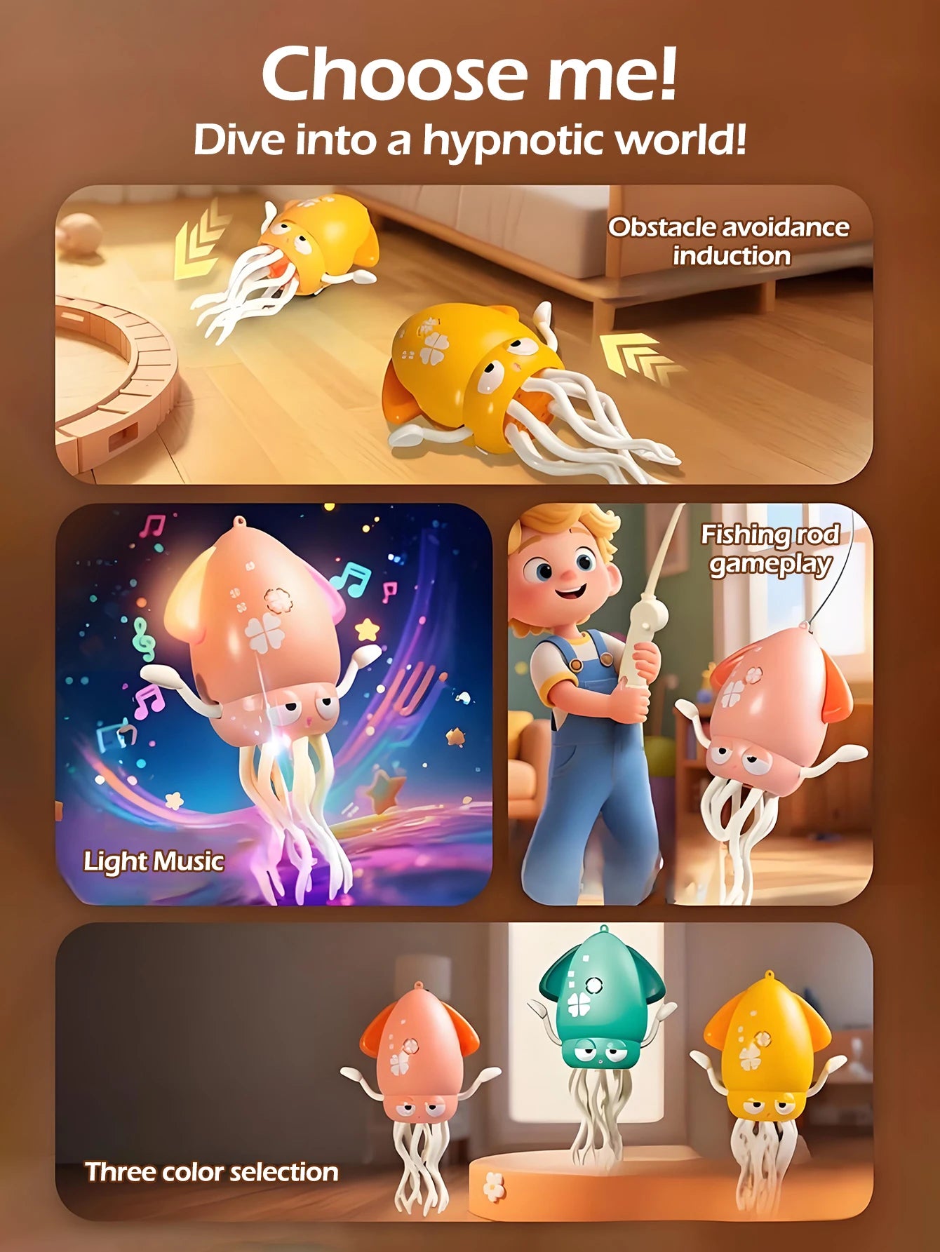 Electronic Pet With Music Toy Charging  Escape Crab Dancing Octopus Auto-sensing Function Crawling Avoiding Obstacles kids gifts