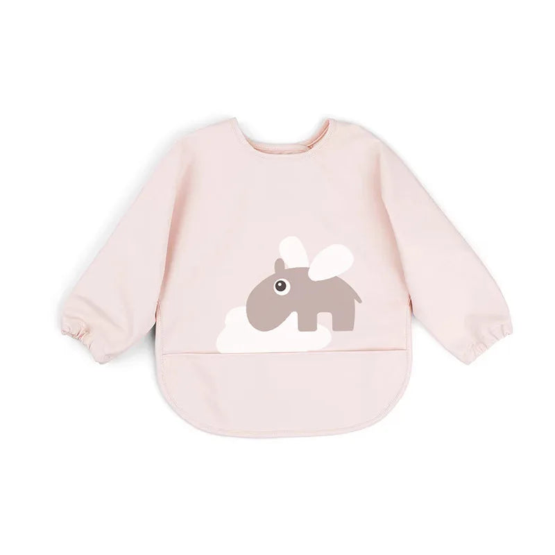 2025 New Baby Infant Eating Clothes PU Kids Smock Bib Long Sleeve Waterproof Oil-proof Food Pocket Easy To Clean