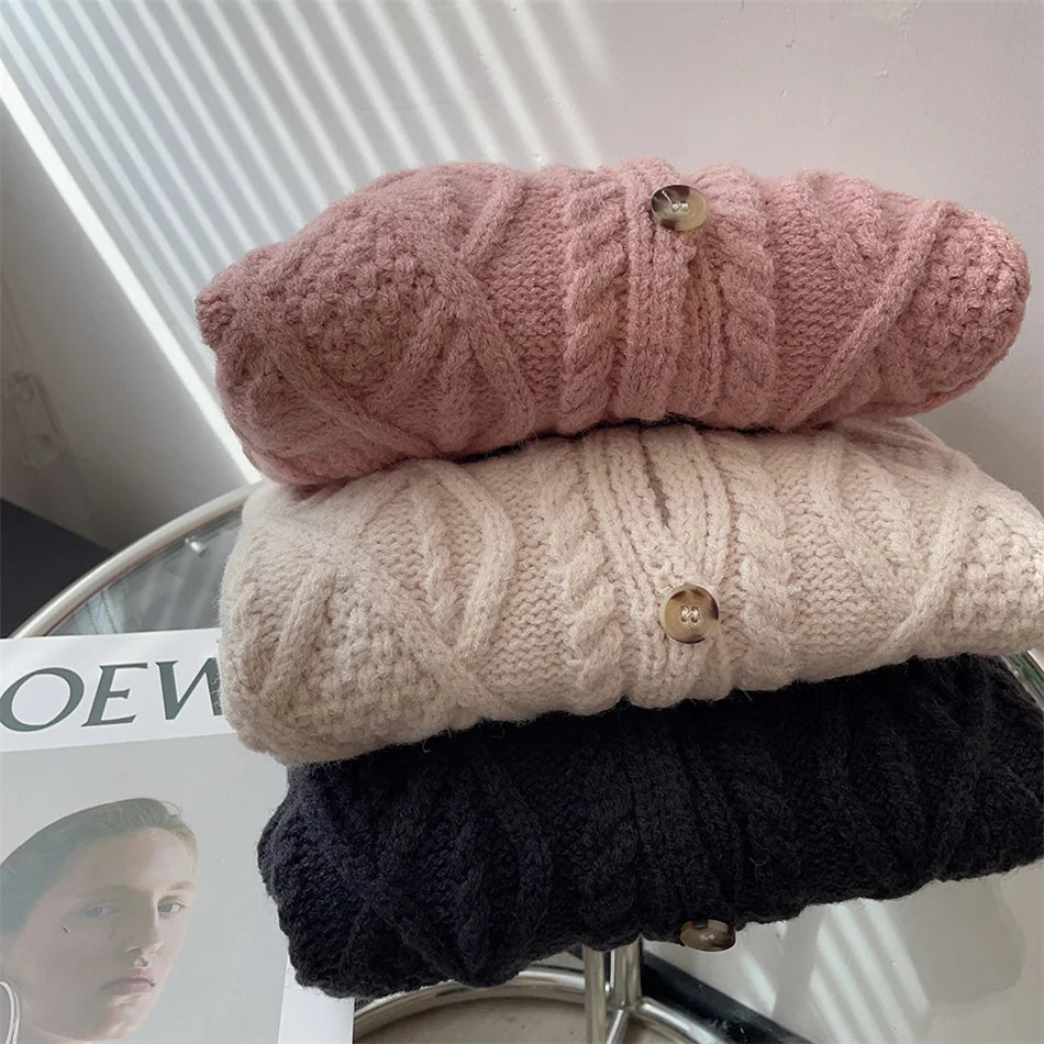 Kid Knitting Sweater Child Autumn Winter Solid Casual Cardigan Knitted Coat Baby Girls Long Sleeves Knitwear Top Twisted Clothes