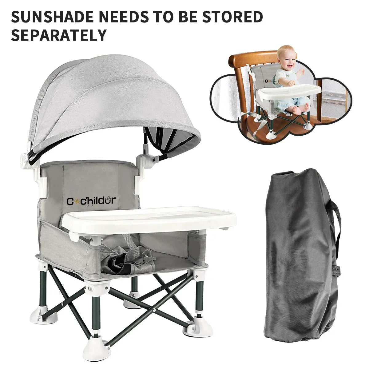 Kids chair, Portable and foldable, it can be used to increase the height of the seat, as a feeding chair and an outdoor camping