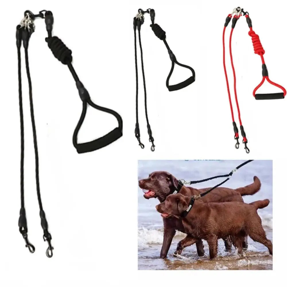 With Foam Handle 2/3/4 Way Pet Leash Nylon Detachable Two Heads Dogs Leash Black Durable Dogs Traction Rope Outdoor