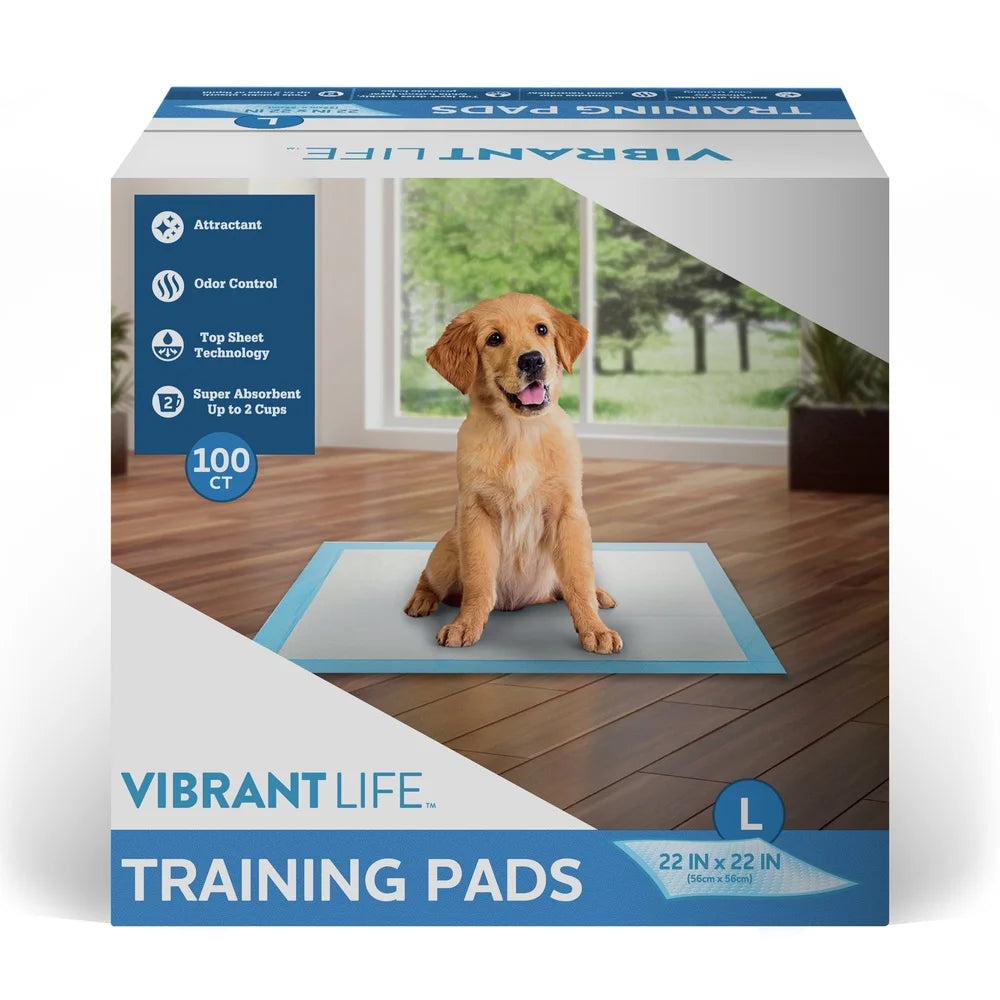 Large Puppy Training Pads 22x22 Inches 100 Count Super Absorbent Odor Control Disposable Pet Pads with Attractant Top Sheet