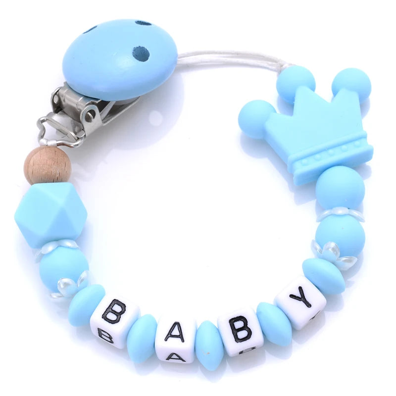 Baby Personalized Name Pacifier Clips Silicone Pacifier Chains Handmade Toddler Teether Teething Chain Nipple Clip Chew Toys