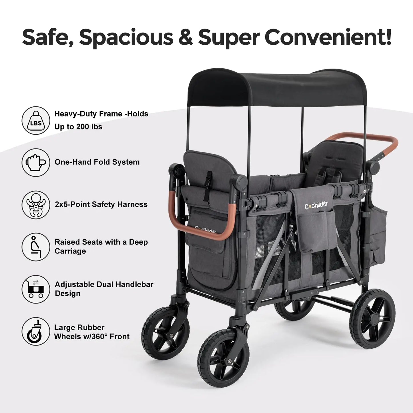 Double seat baby stroller, foldable baby stroller, outdoor camping vehicle, outdoor product storage vehicle