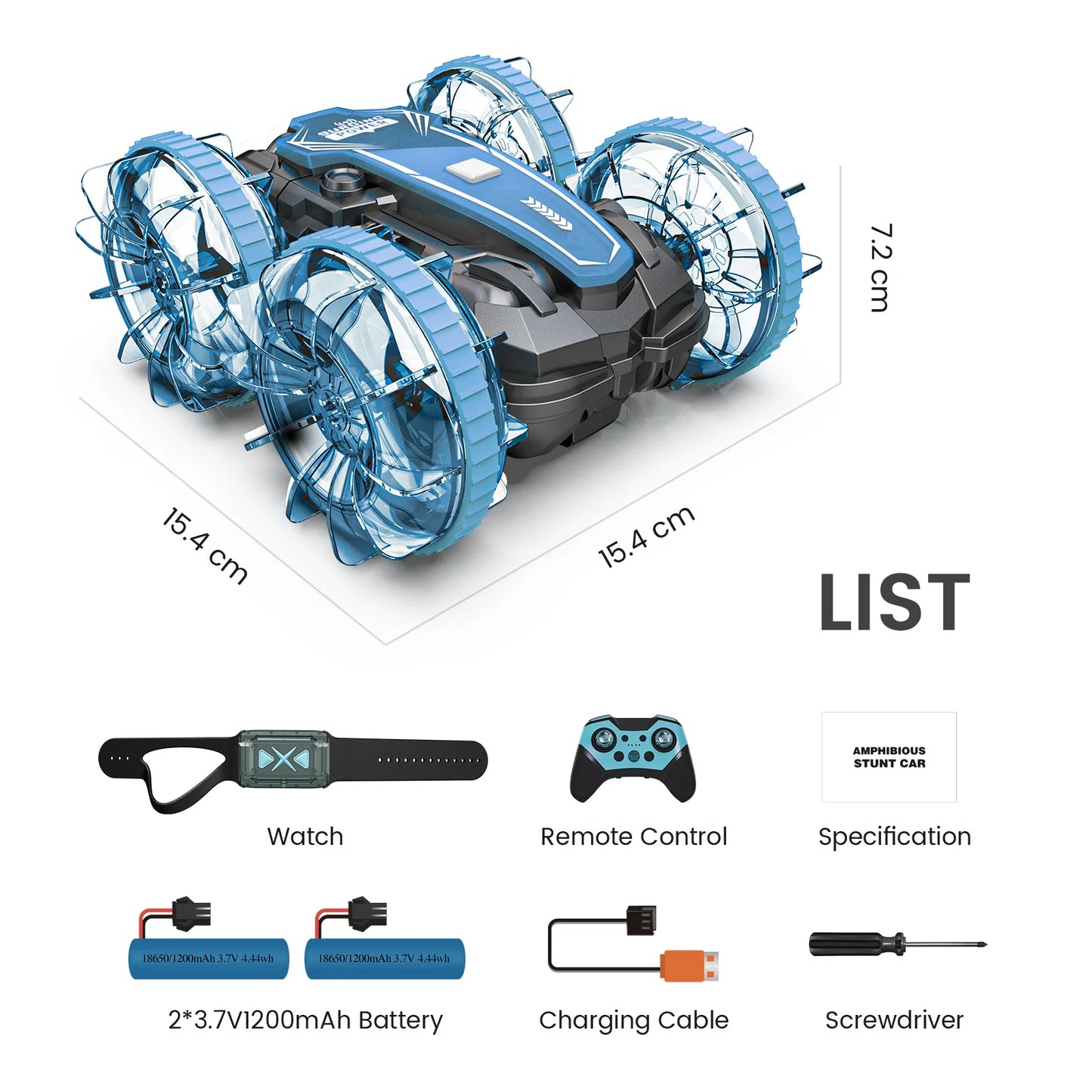 Amphibious Waterproof Remote Control Car Boat, 4WD Gesture RC Car, RC Stunt Car with LED Lights, Pool Toys for Kids Ages 8-12