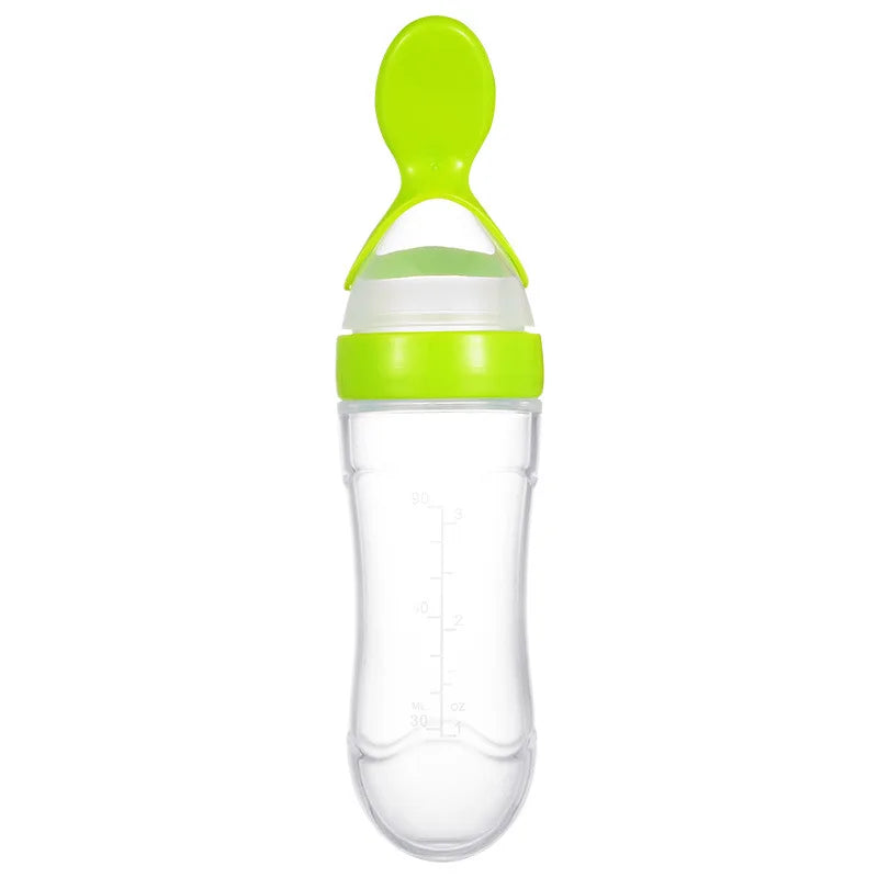 Baby Feeding Bottle With Spoon 90ml Silicone Newborn Infant Squeeze Spoon Toddler Food Supplement food Cereal Bottle Milk Feeder