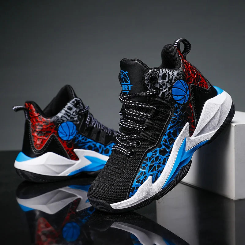 Children Primary School Junior High School Kid's Basketball Shoes Boy's Mesh Breathable Non-slip Sneakers