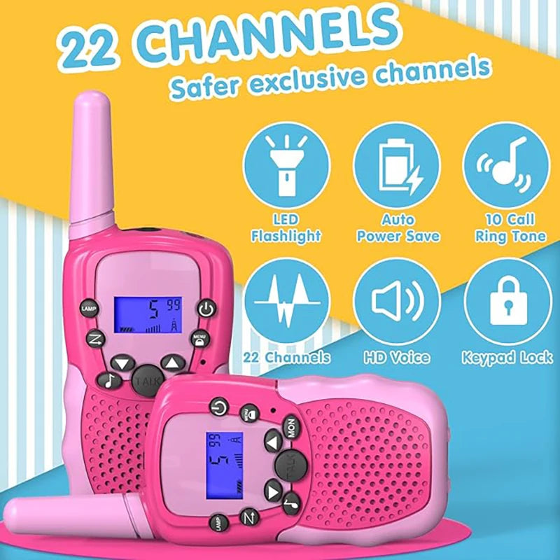 Walkie Talkies for Kids Rechargeable Kids with Clear Sound Perfect Birthday for 3-12 Years Old Outdoor Adventures Camping Hiking