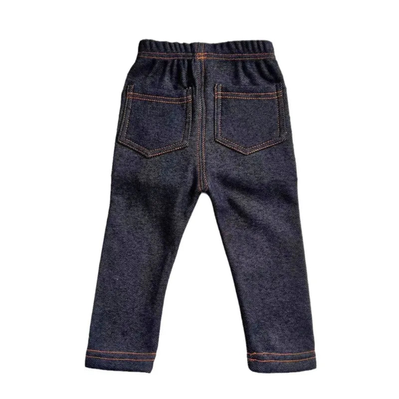 Winter Baby Boys Imitation Denim 2-6Y Children Thin Loose Trousers Boys Stretch Warm Pants Autumn Fashion Kids Fleece Jeans
