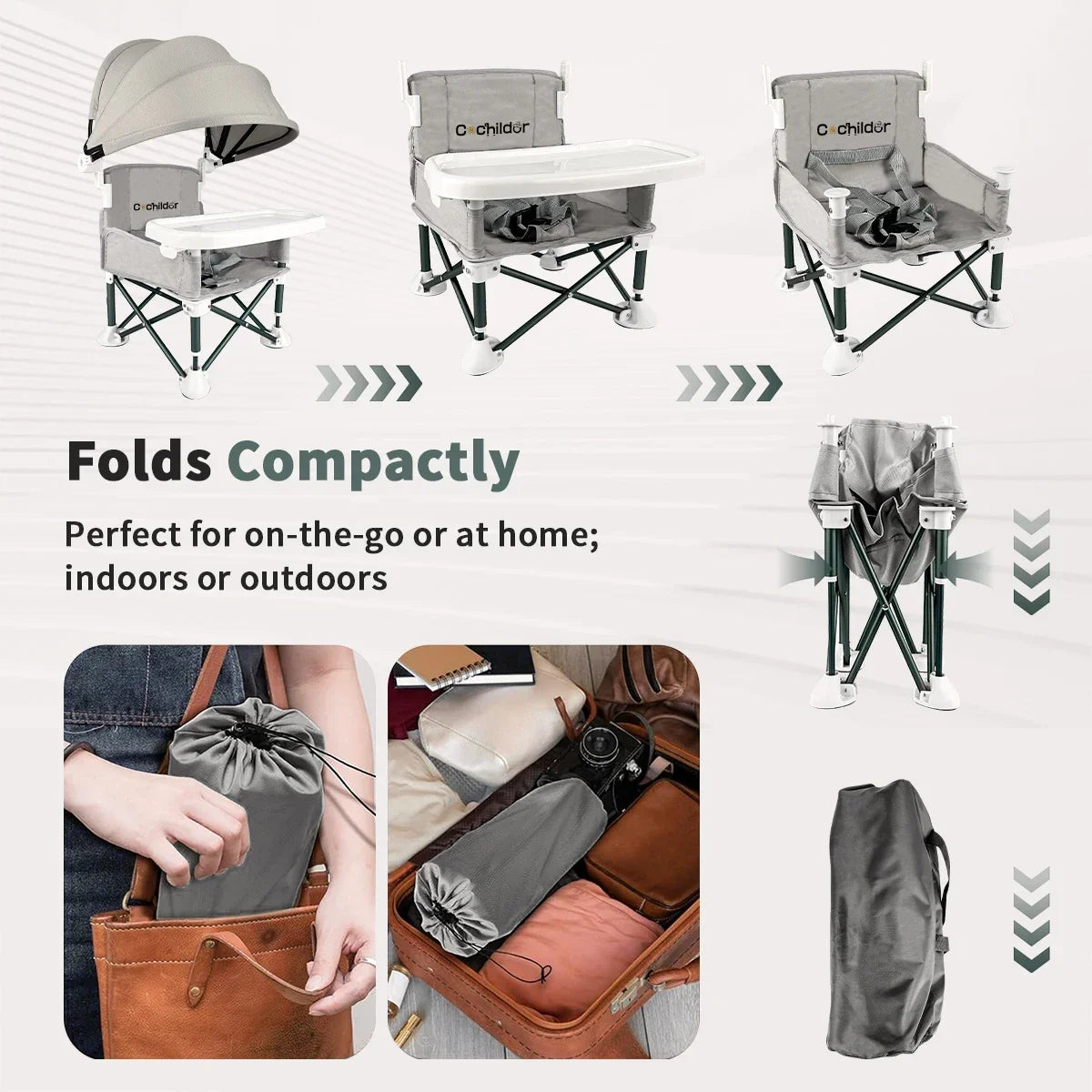 Kids chair, Portable and foldable, it can be used to increase the height of the seat, as a feeding chair and an outdoor camping