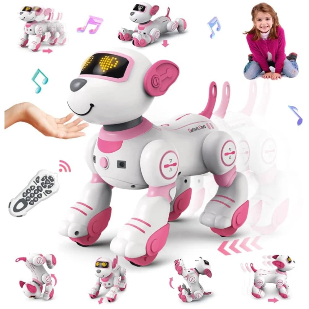 Vatos RC Robot Electronic Dog Stunt Dog Voice Command Programmable Touch-sense Music Song Robot Dog Toy Christmas Gifts for Kids