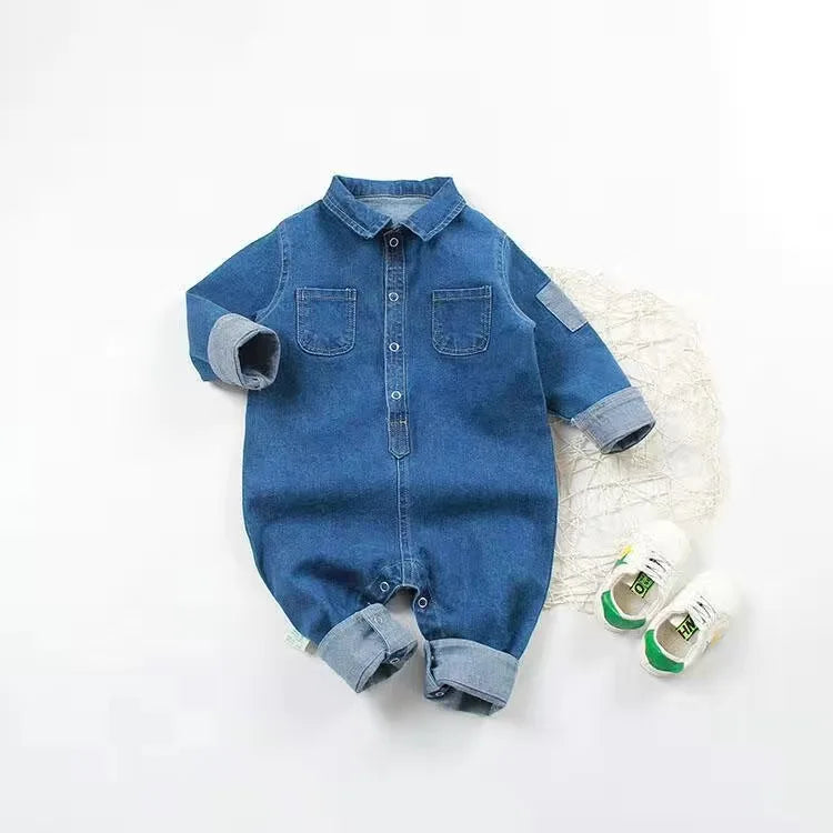 Baby clothes newborn jumpsuit denim romper spring and autumn boy girl romper baby fart romper romper cartoon giraffe romper