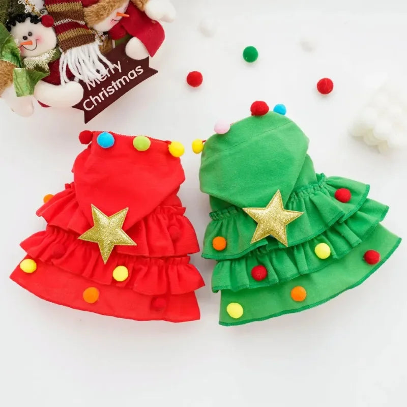 Dog Cloak Pet Cape and Shawl Christmas Dog Christmas Puppy Cosplay Santa Tree Costume Happy Festival Puppy Cat Coat Supplies