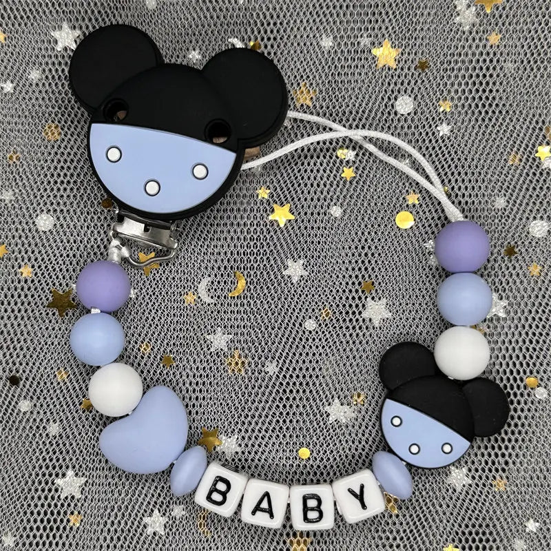 Free Handmade Personalized Name Baby Pacifier Clips Chains Silicone Beads Teether Teething Toys Dummy Holder Pacifier Chain Gift