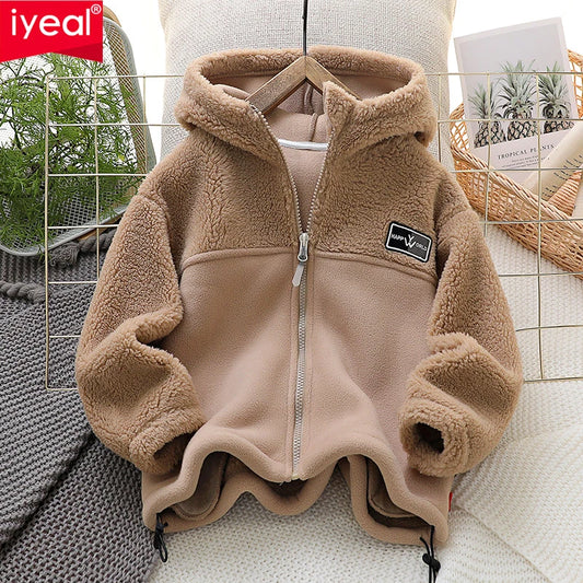 IYEAL Children's  Jacket Coat  Autumn Winter Warm Fleece Outerwear Boys Clothing Fleece Thickened Boy Clothes 4  8 to 10 years