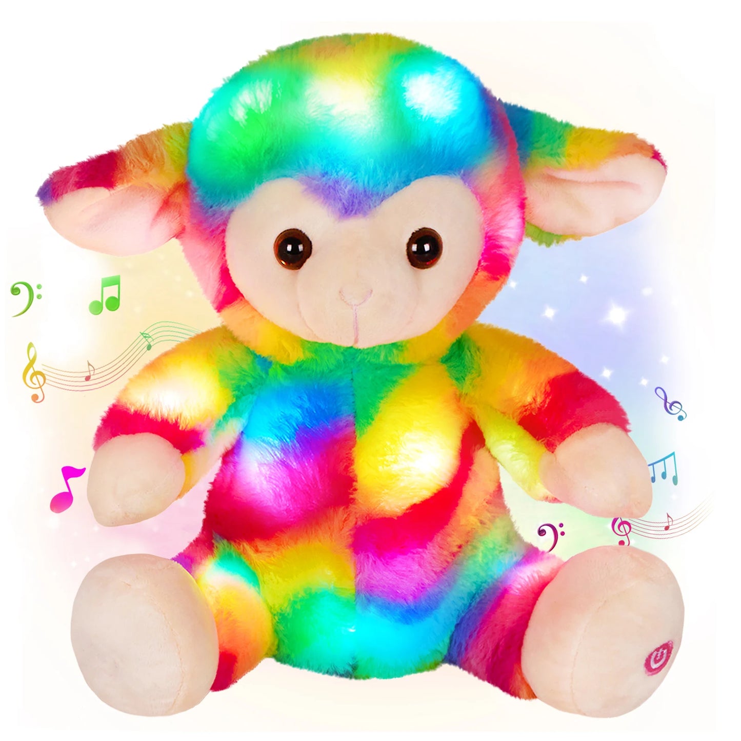 Musical Glowing Rainbow Sheep Stuffed Animal,Happy Mother's Day Gift Toy, Cute Sheep Soft Plush Toy with Colorful Lights