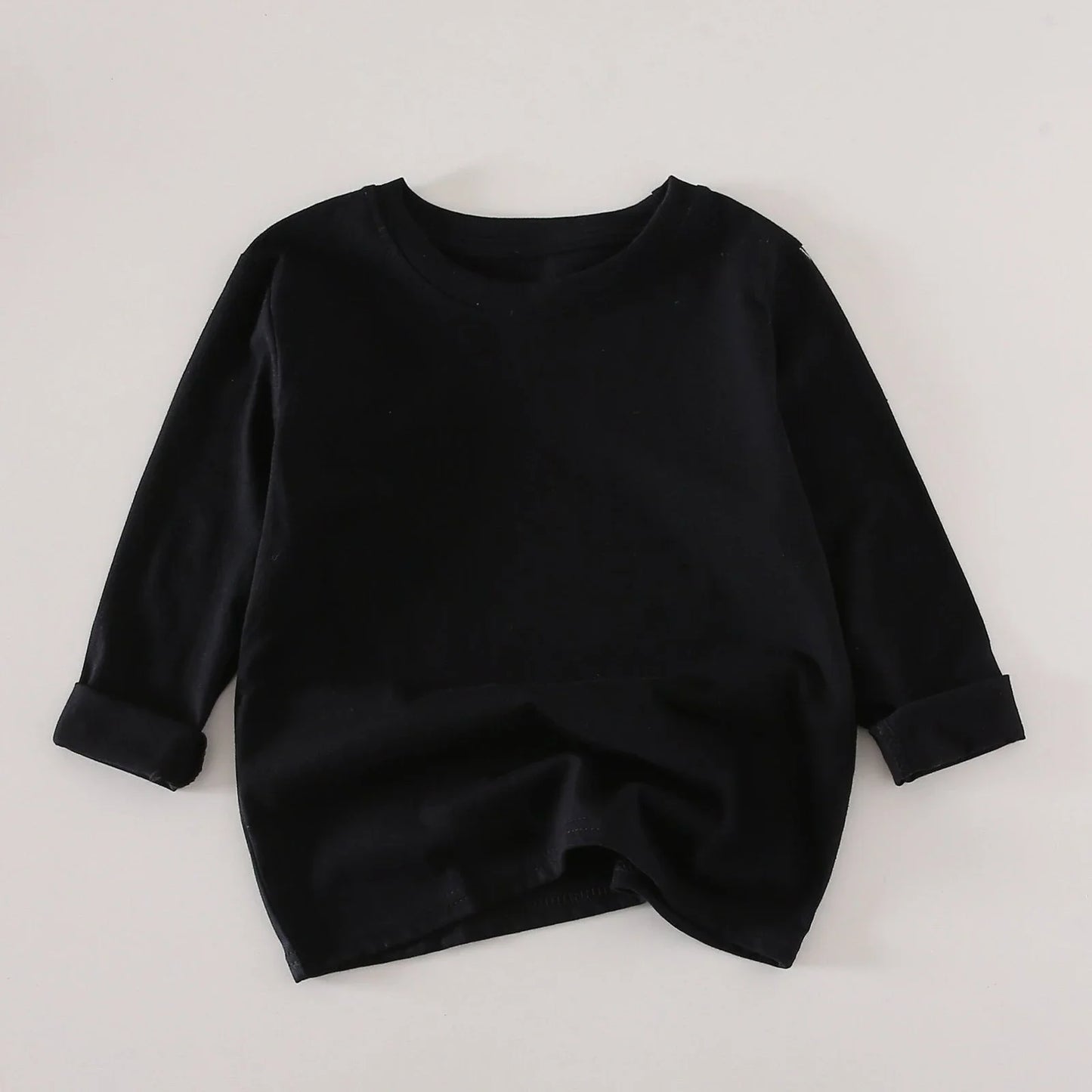 2-10Years Kids Base Shirt 2025 Spring Children's Cotton Girls' and Boys' Candy Color Long Sleeve Children's Round Neck T-shirt