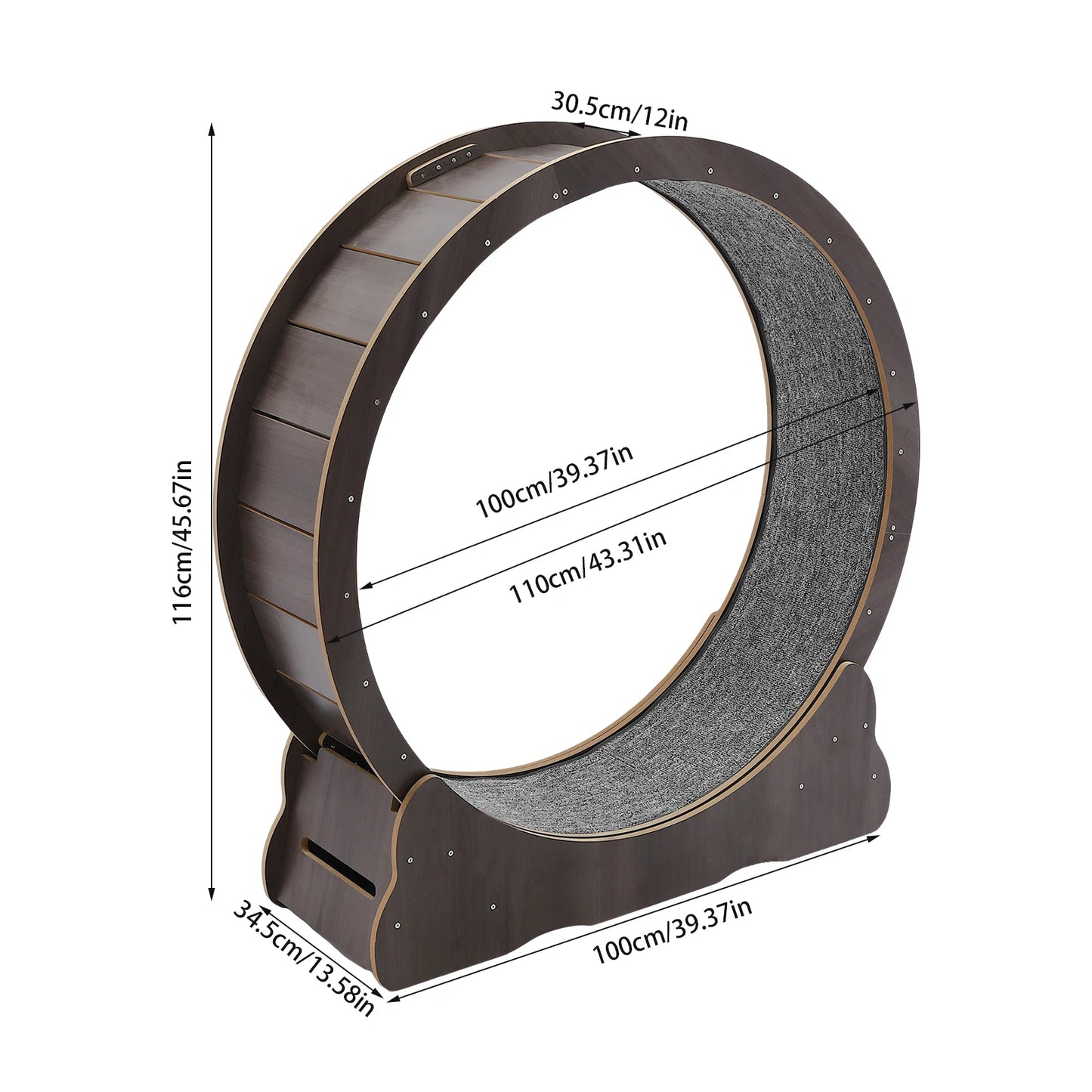 Modern Brown Cats Wheel Round Cat Running Exercise Wheel Indoor Cats Floor Mount