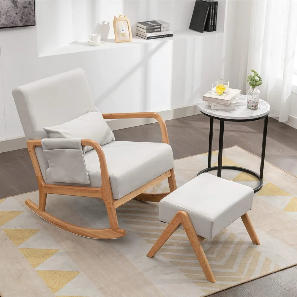 Rocking Chairs with Ottoman，Rocker Chair Glider Chair，Modern Mid Century Living Room Chair Nursing Comfy Chairs for Mom Seniors