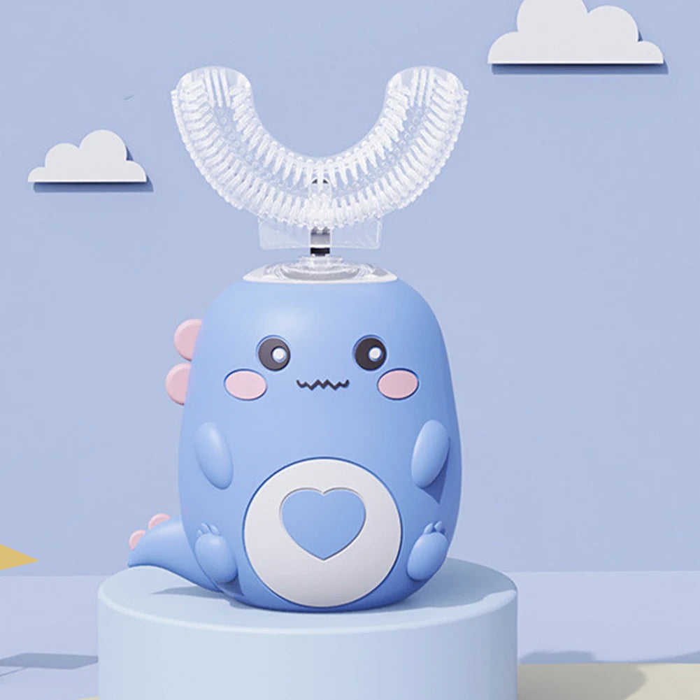 Kids Electric Toothbrush IPX7 Waterproof U-Shaped Sonic Toothbrush 3 Cleaning Modes Whole Mouth 360 Degree Cleaning Rechargeable