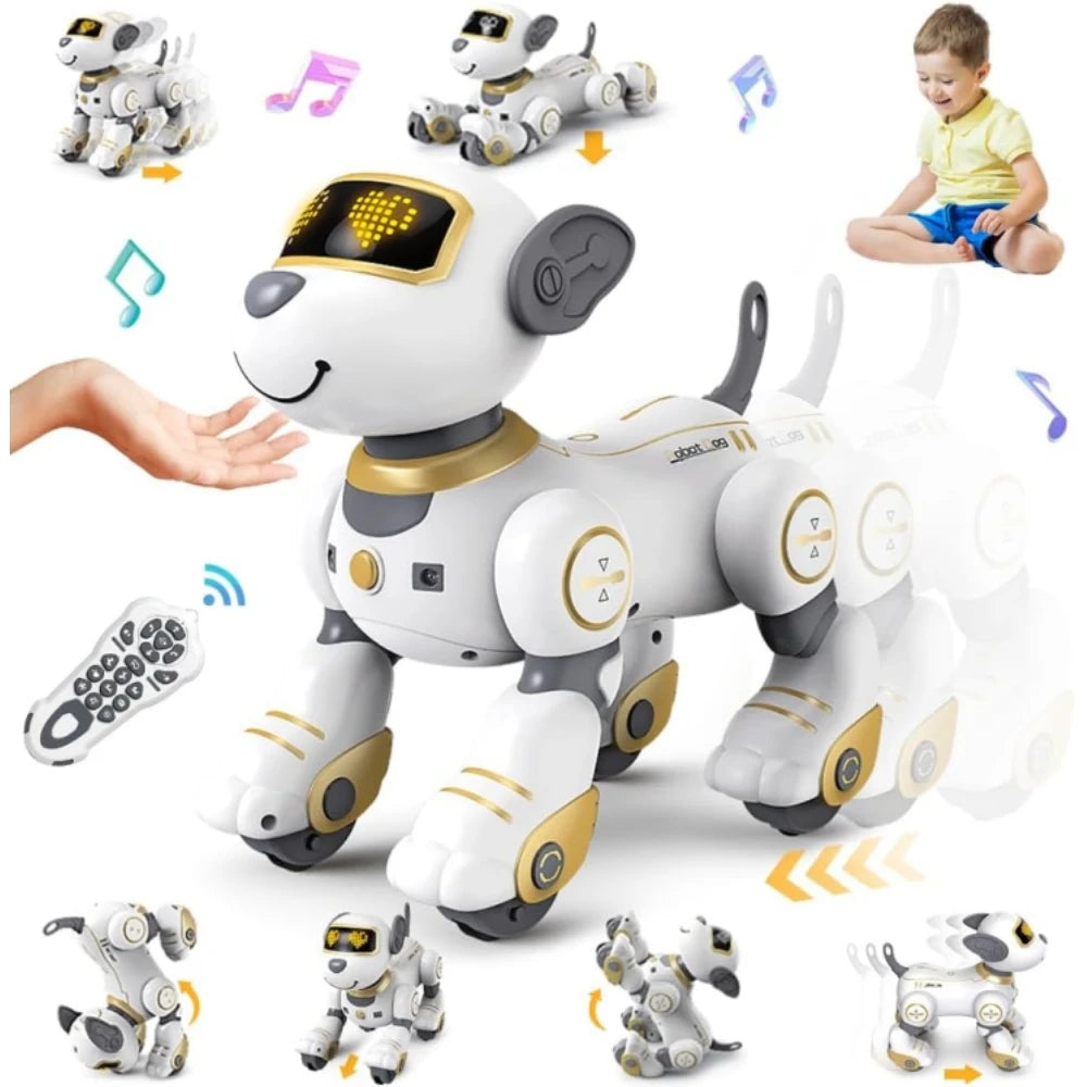 Vatos RC Robot Electronic Dog Stunt Dog Voice Command Programmable Touch-sense Music Song Robot Dog Toy Christmas Gifts for Kids