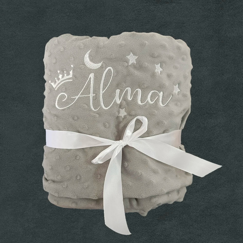 Personalized Baby Blanket with Name for Newborn Boys and Girls Custom Minky Fleece Toddler Crib Stroller Blanket Birthday Gift