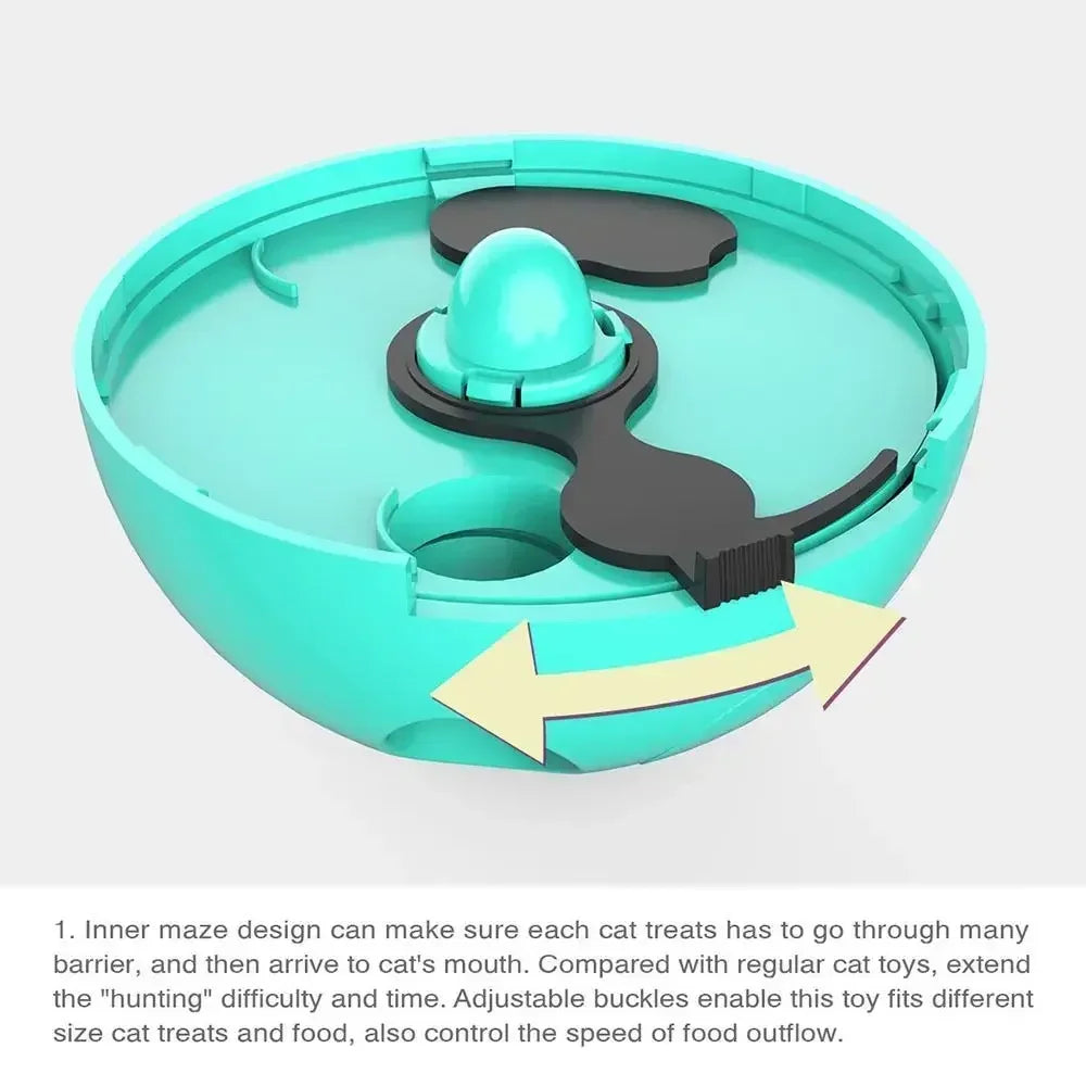 Cat Teasing Stick Tumbler Toy Leakage Food Roller Dispenser Adjustable Snack Rolling Device Interactive Fun Training Pet Cat Toy