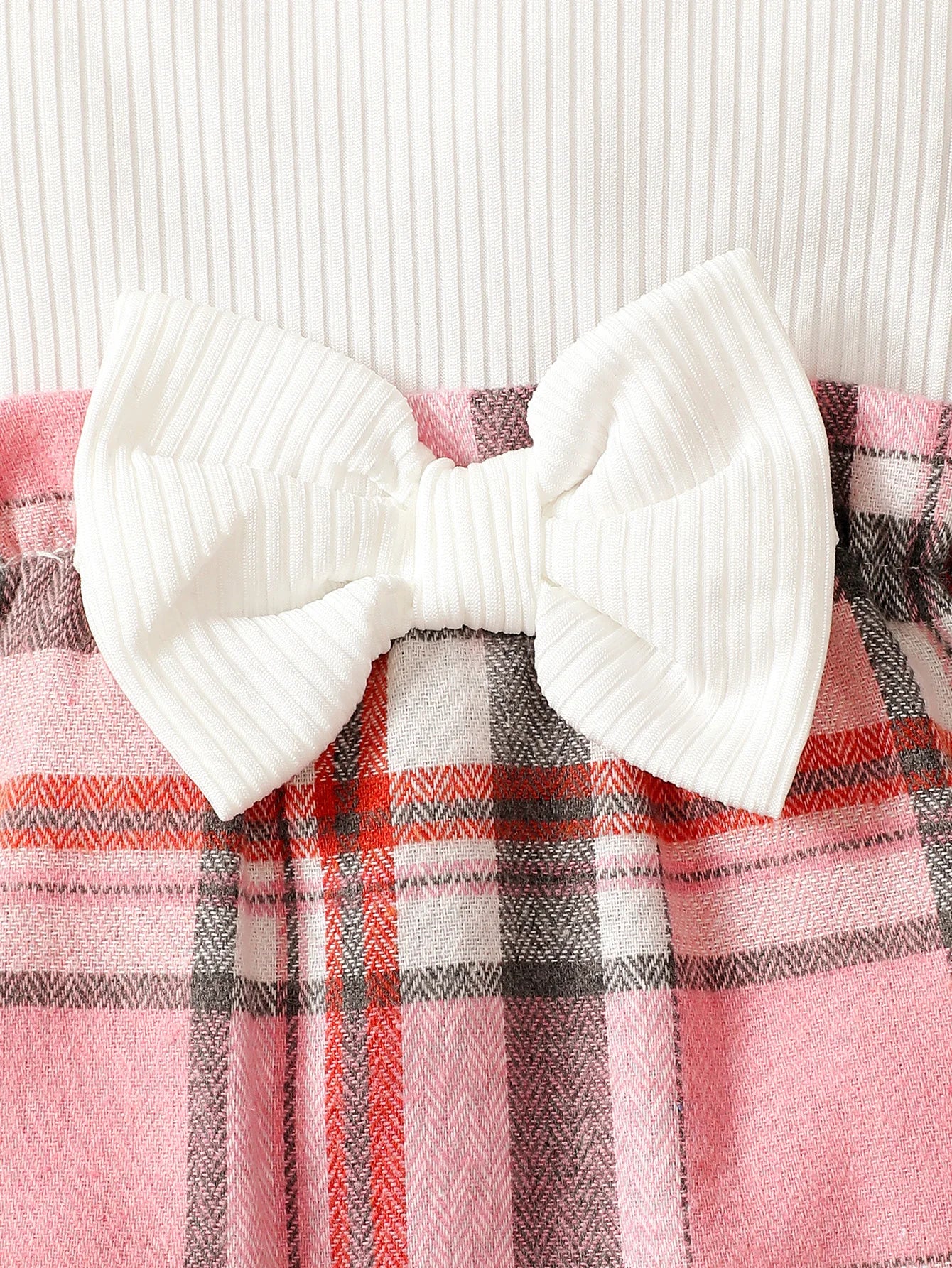 0-18 Months Baby Girl Spring Autumn Outfit Pink Checkered Flying Sleeve Long Sleeve Jumpsuit + Headband