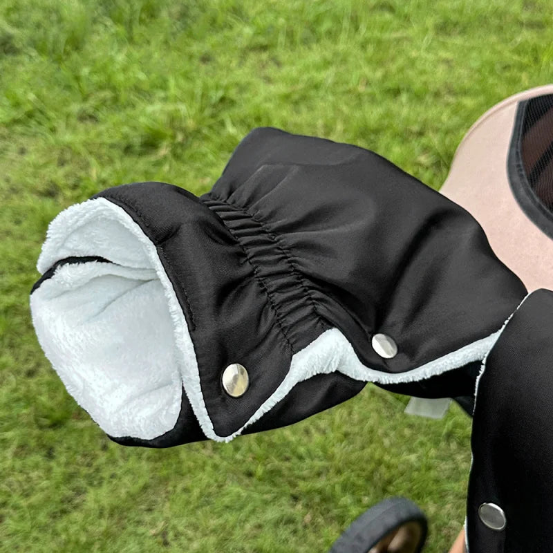 Baby Stroller Warm Gloves Soft Velvet Gloves Black Anti Cold Baby Stroller Handrail Gloves