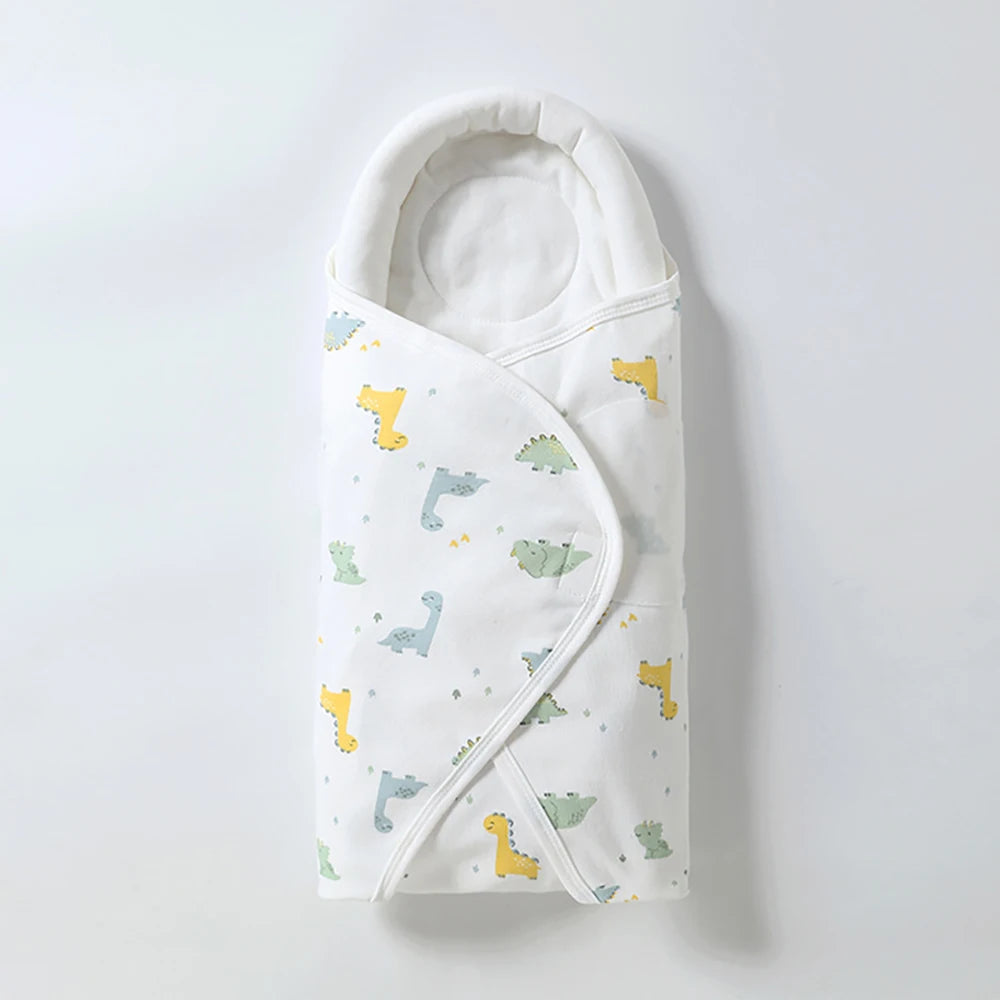 Baby Swaddling Blanket Cotton Infant Nursery Wrap For Newborns Dinosaur Print Head Neck Protector Blanket Warm Baby Blanket