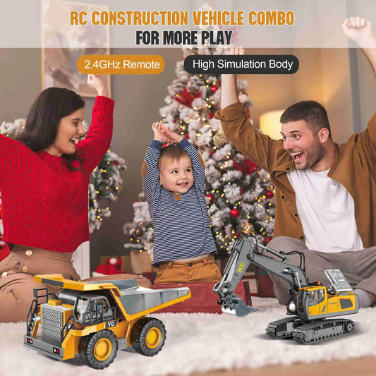 9 Channel Dump Truck Toy Yellow Double Battery Remote Control Dump Truck with Light Sound for Present