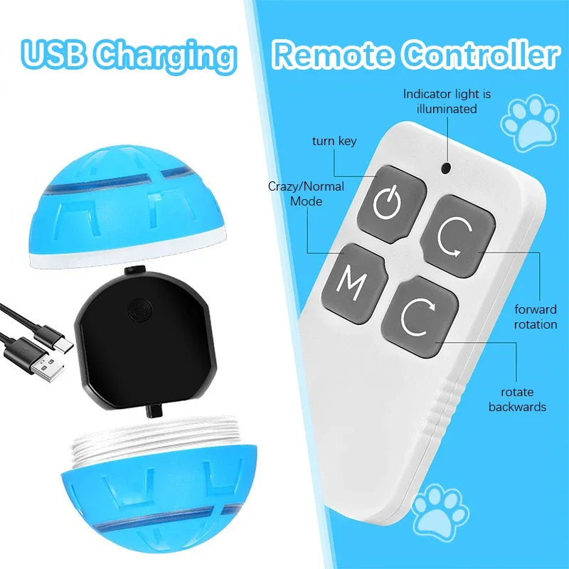 New Pet Electric Toy Ball Teasing Dog Flash Remote Control Intelligent USB Rechargeable Dog Toys Bite-resistant Pet Supplies