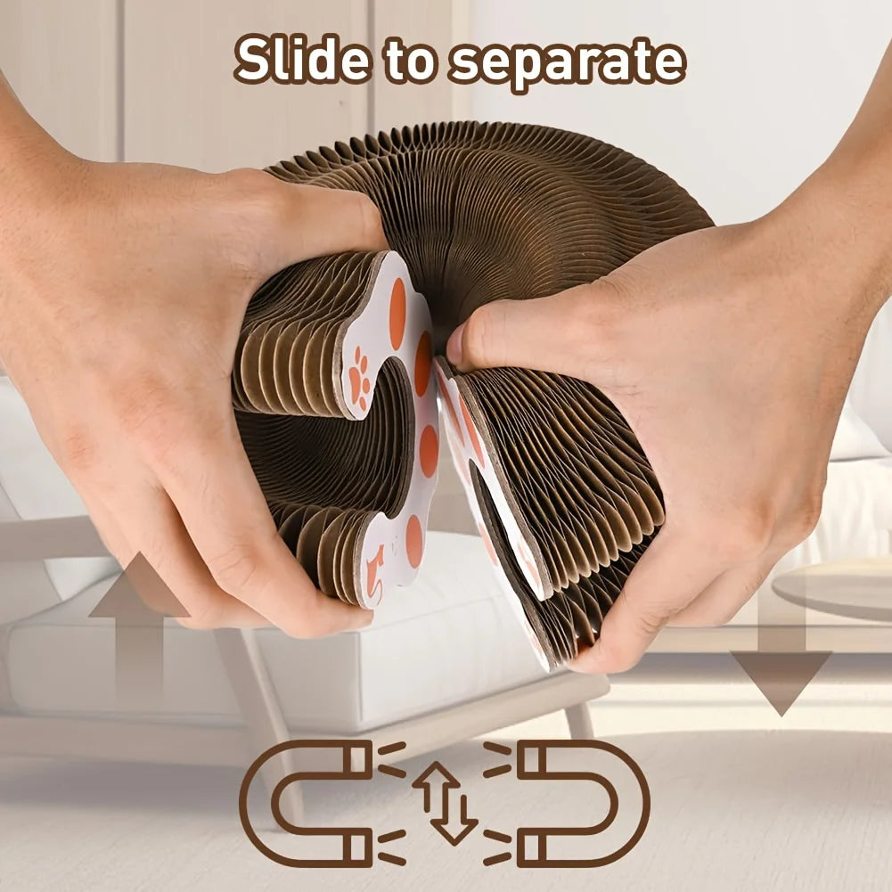 Kitty Curlz Cat Scratching Board (1/2pcs) – Foldable, Recyclable,Scratch-Resistant Toy with Ball for Fun Interactive Indoor Play