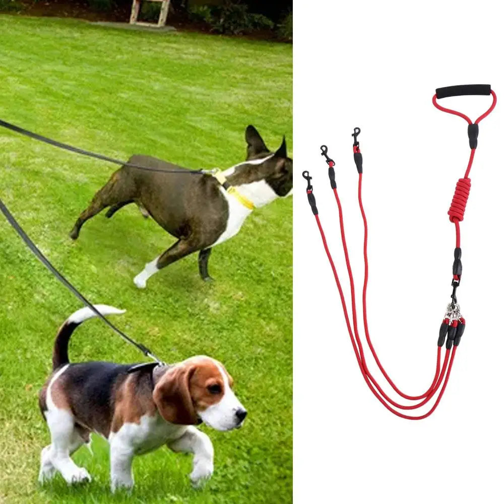 With Foam Handle 2/3/4 Way Pet Leash Nylon Detachable Two Heads Dogs Leash Black Durable Dogs Traction Rope Outdoor