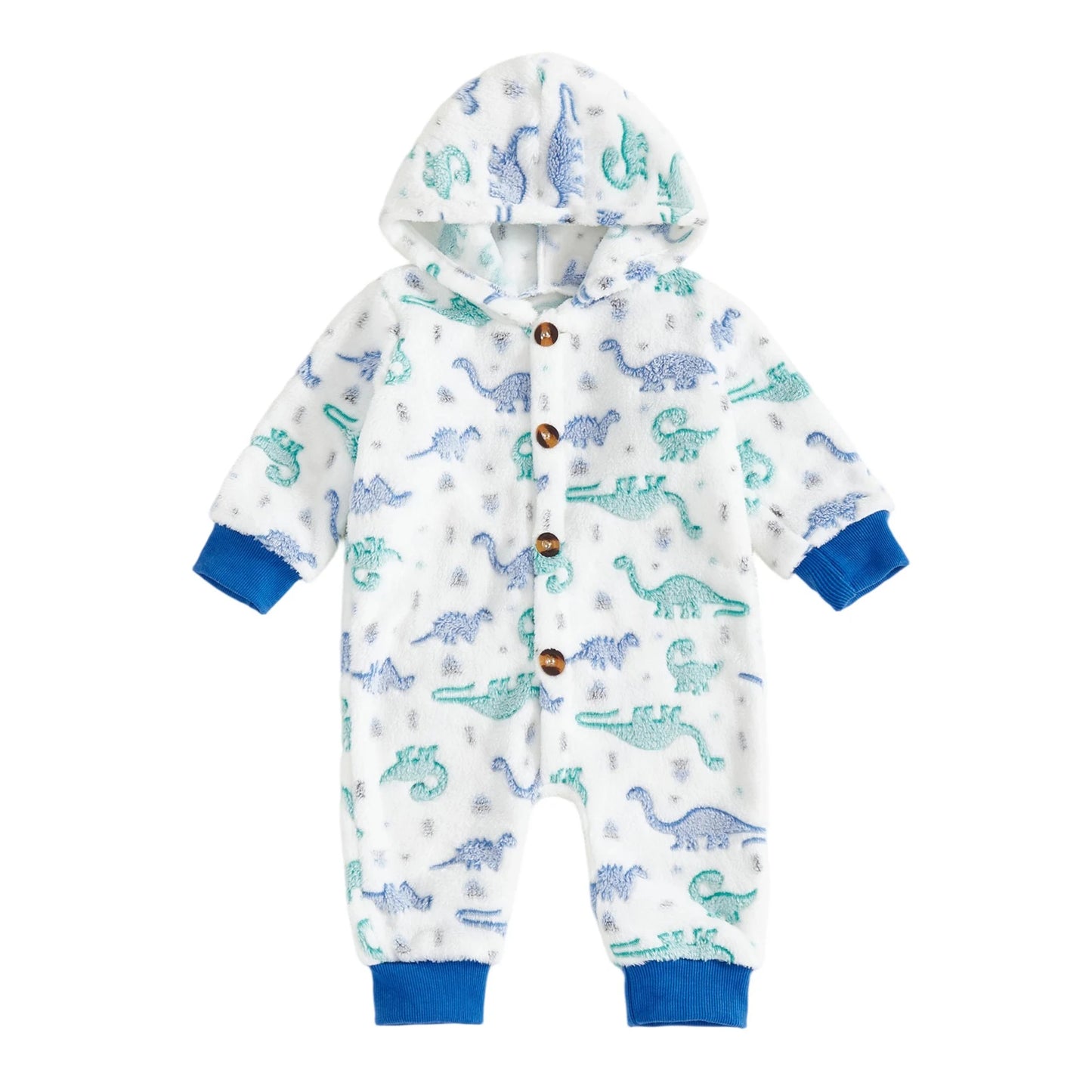 Adorable Baby Hooded Romper with Fun Animal Print Cozy Fleece Jumpsuit for Boys and Girls Long Sleeve Winter Outfit