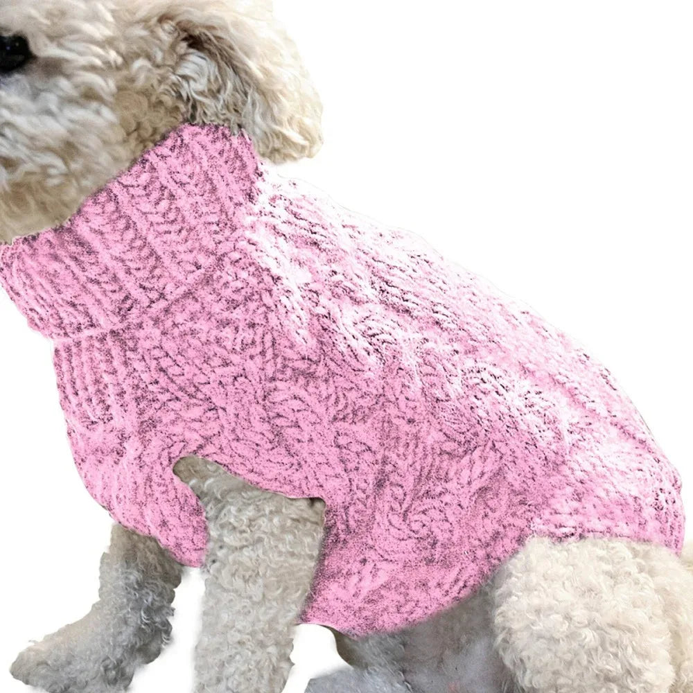 Winter Warm Dog Sweater Turtleneck, Easy Wear Open Front Pet Pullover for Small Medium Dogs, Soft Machine Washable Knit Coat