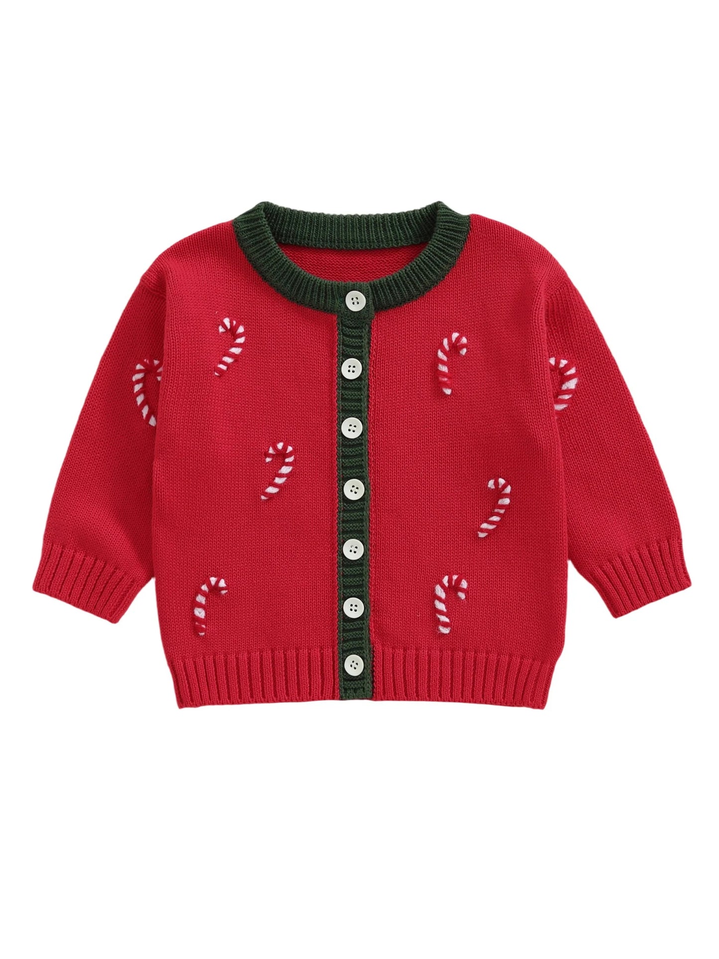 Infant Toddler Christmas Reindeer Knit Cardigan Sweater Long Sleeve Button Down Winter Clothes for Boys Girls with Festive