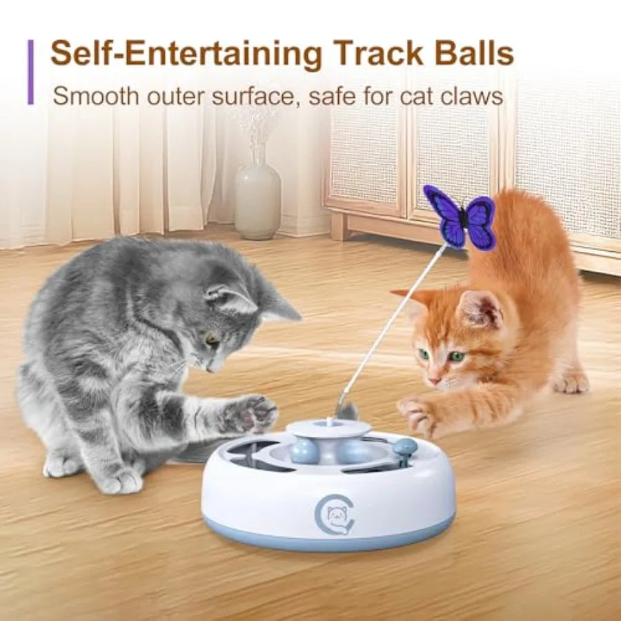 Cat Toys 3 in1 Automatic Interactive Kitten Toy Moving Ambush Mouse Fluttering Butterfly Track Ba USB Powered Indoor Exercise K
