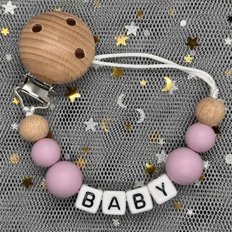 Free Handmade Personalized Name Baby Pacifier Clips Chains Silicone Beads Teether Teething Toys Dummy Holder Pacifier Chain Gift