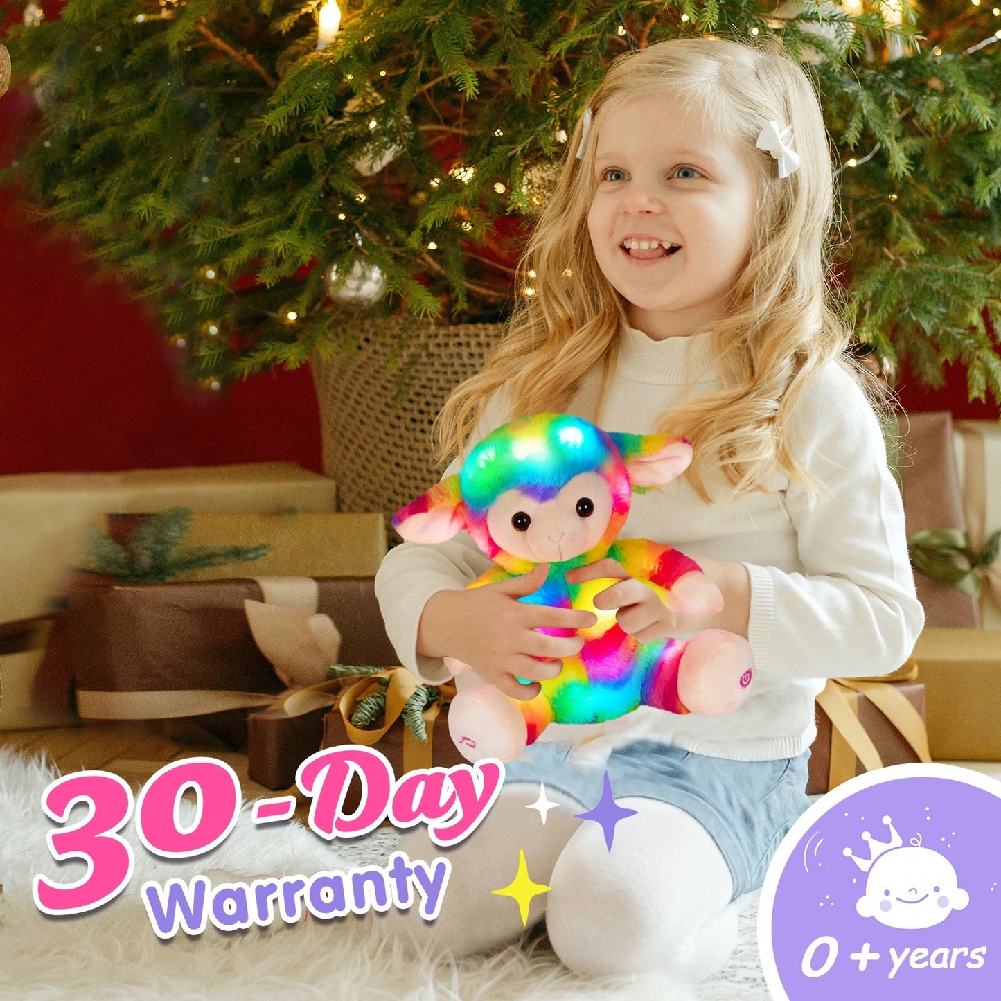 Musical Glowing Rainbow Sheep Stuffed Animal,Happy Mother's Day Gift Toy, Cute Sheep Soft Plush Toy with Colorful Lights