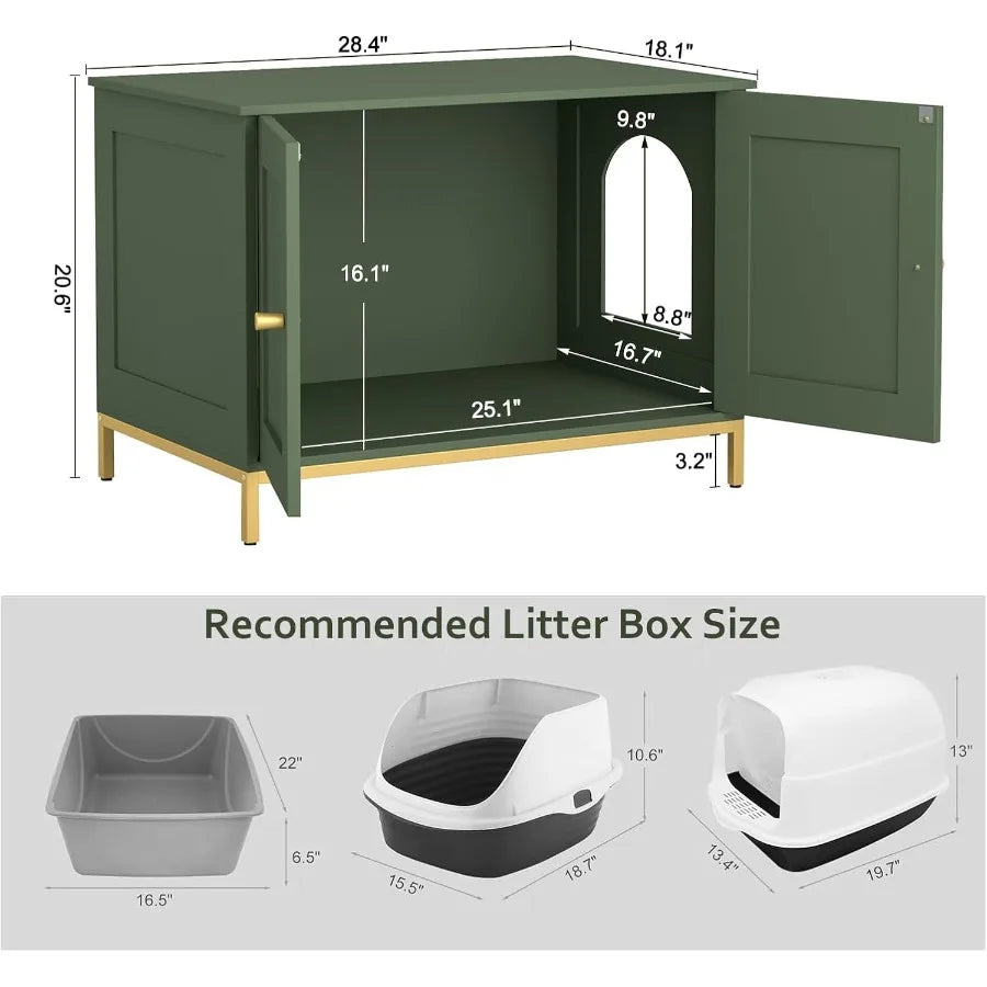 Modern Cat Litter Box Enclosure with Metal Frame for Indoor Use Pet Washroom Furniture Designed to Fit Most Litter Boxes Stylis
