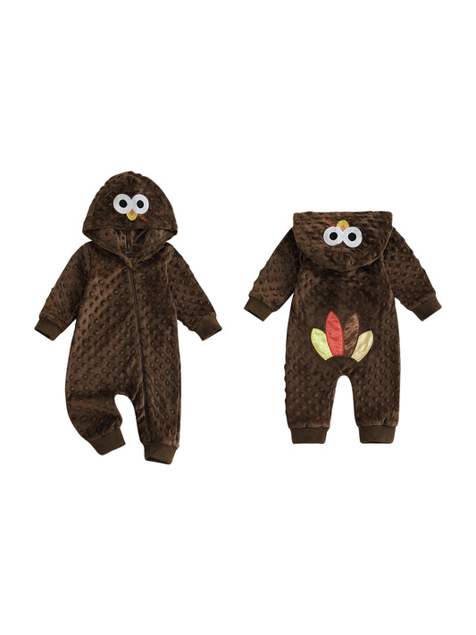 Adorable Infant Duck Costume Cozy Hooded Romper Footless Toddler  Soft Jumpsuit with Zipper Closure