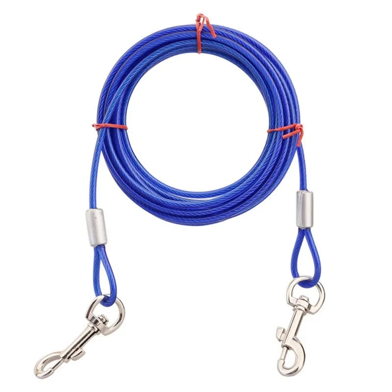 High Quality 5mm*3m Lengthen Steel Wire Dogs Rope Chain Durable Double-end Dogs Leash Cable Dual Heads Metal Hooks Pet Supplies