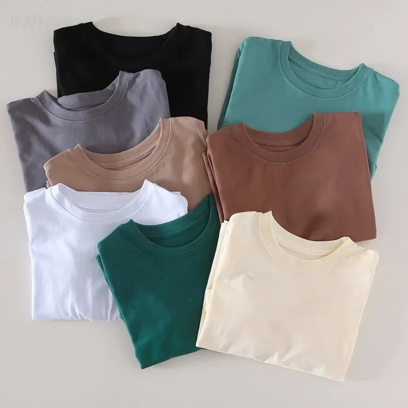 2-10Years Kids Base Shirt 2025 Spring Children's Cotton Girls' and Boys' Candy Color Long Sleeve Children's Round Neck T-shirt